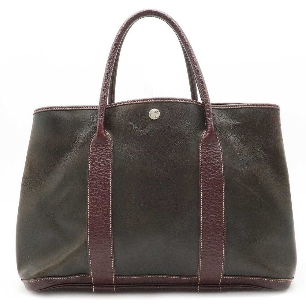 Hermes Garden Party PM Amazonia Tote Bag Authentic Beautiful Bordeaux Color